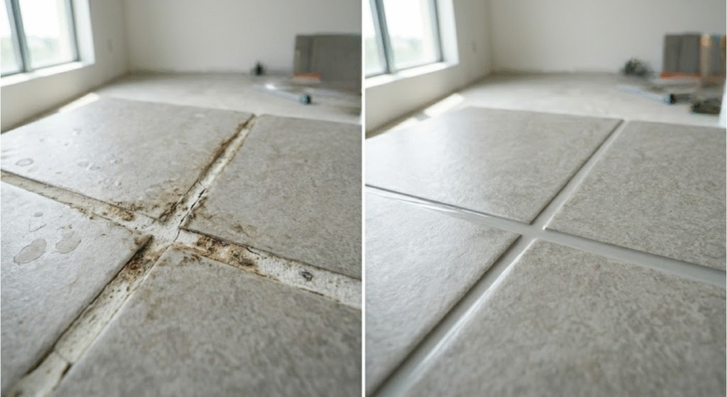 tile adhesive curing time before grouting - freshly laid tiles