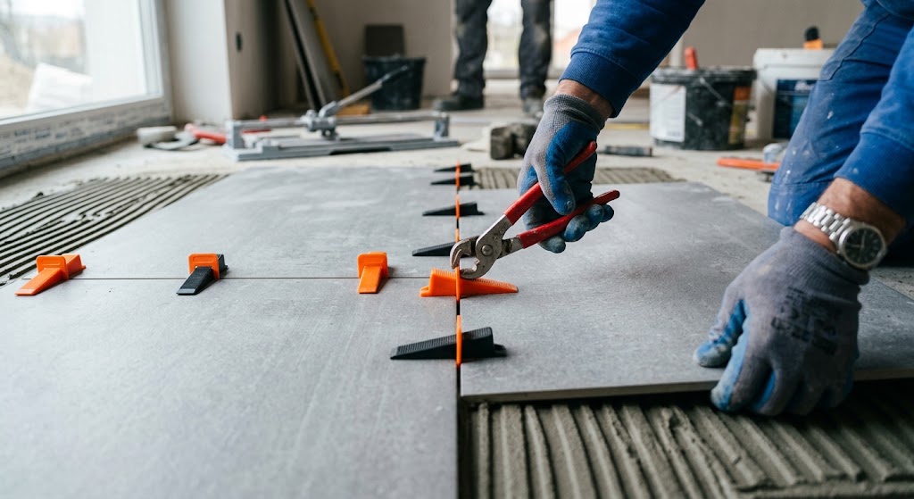 Ignite Polymers tile spacer, tile leveling clip and reusable leveling clip product range for professional tile installation